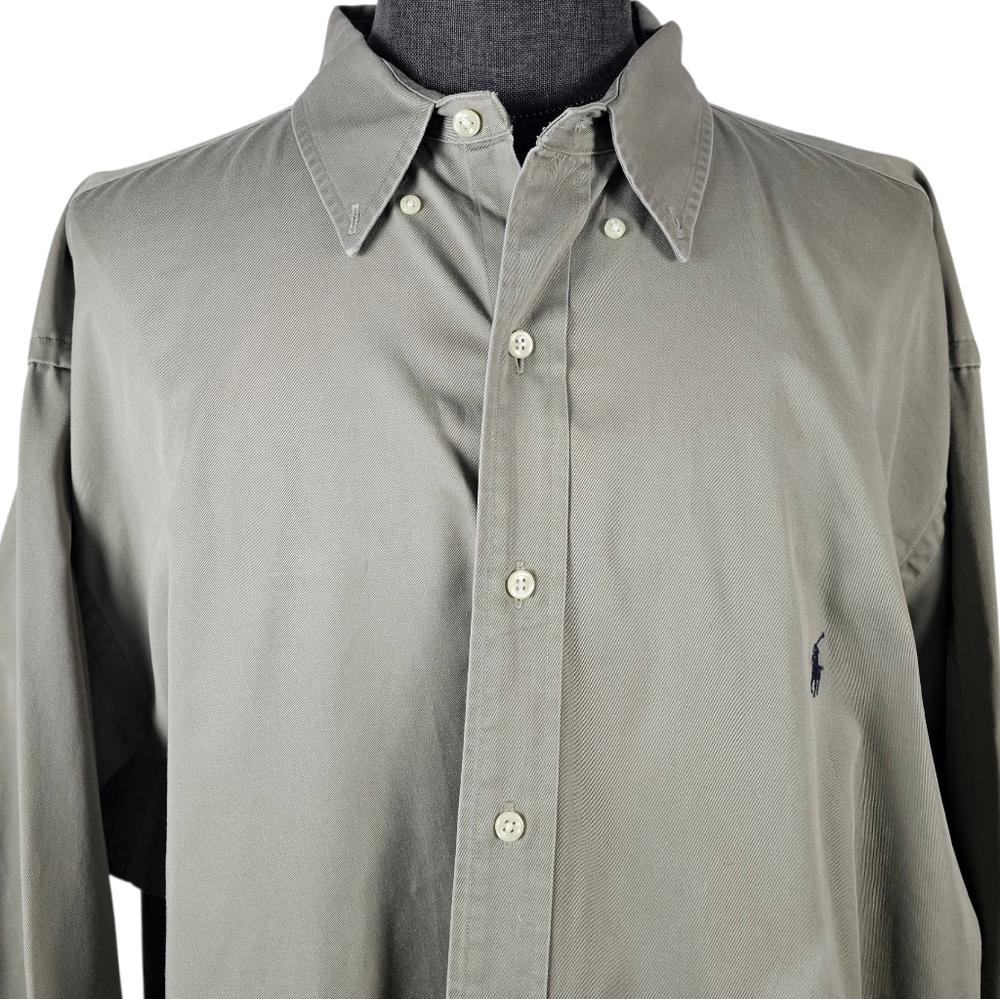Polo Ralph Lauren Khaki Green Men's Long Sleeve Button Down Pony Size 3X Big*